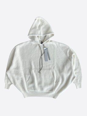 Rick Owens White Hun Knitted Hoodie